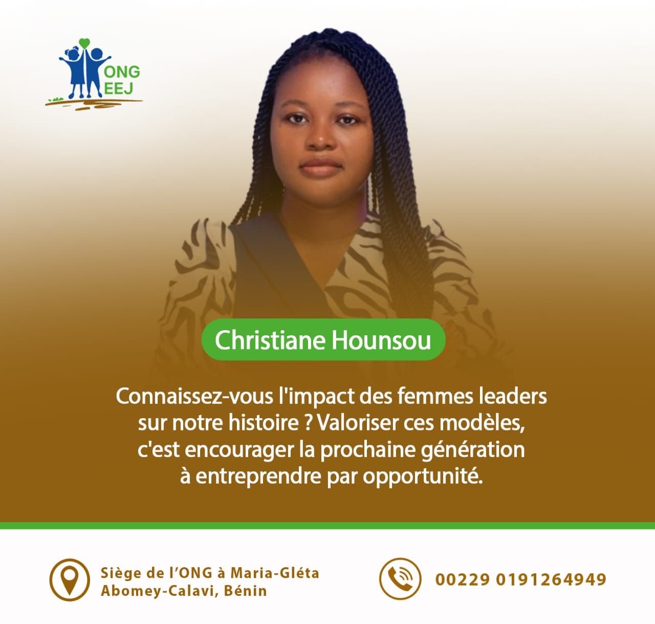 L'ONG ENFANTS EN JOIE  valorise le leadership des femmes inspirantes.
